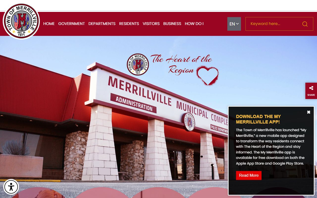 Merrillville town website for criminal court records resources