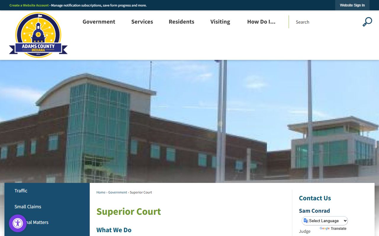 Adams County Superior Court page for criminal court records