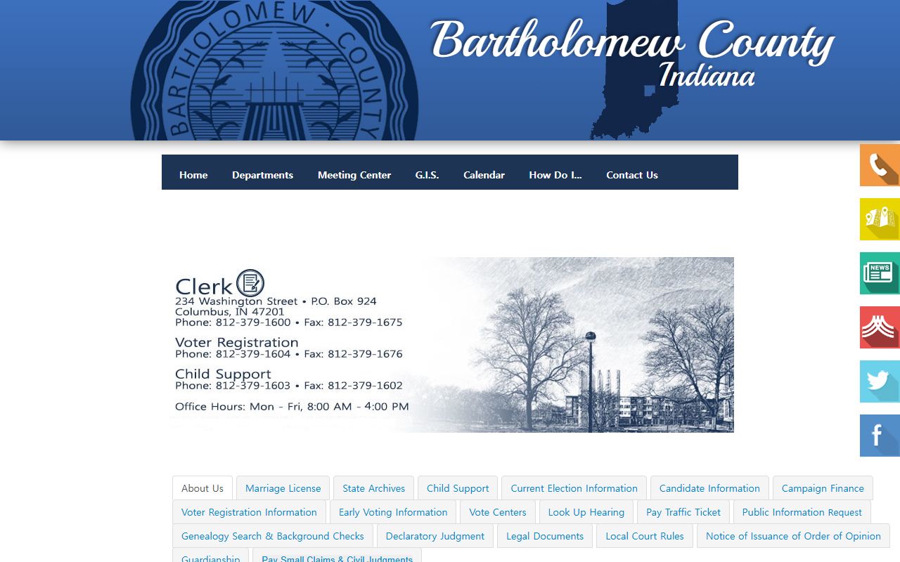 Bartholomew County Clerk office page for criminal court records