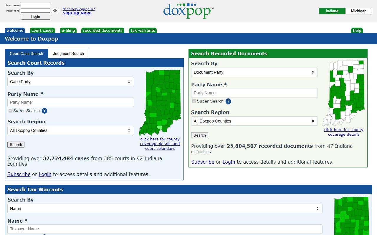 Doxpop records service for Blackford County criminal court records