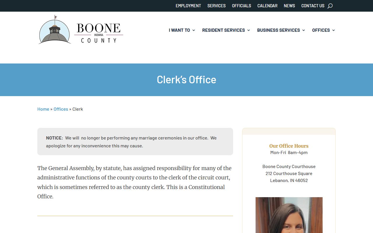 Boone County Clerk office details for criminal court records