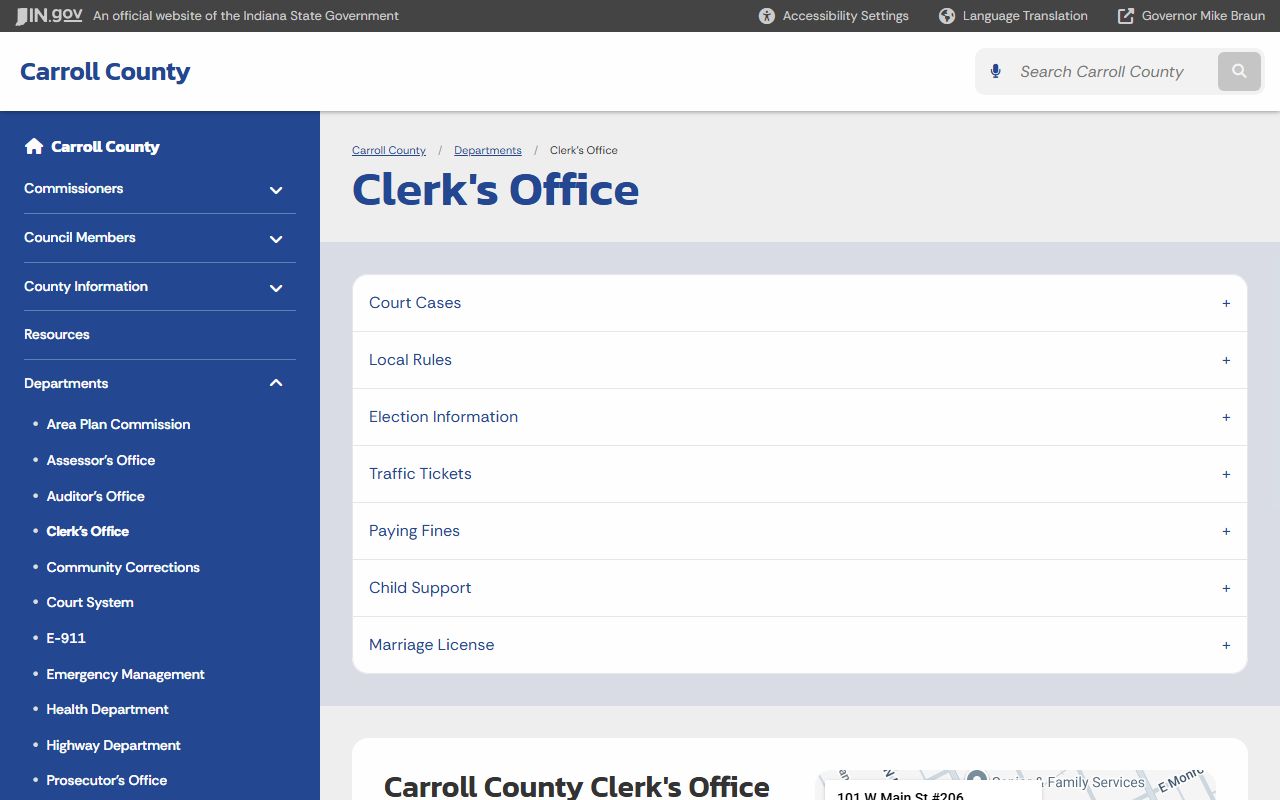 Carroll County Clerk office details for criminal court records