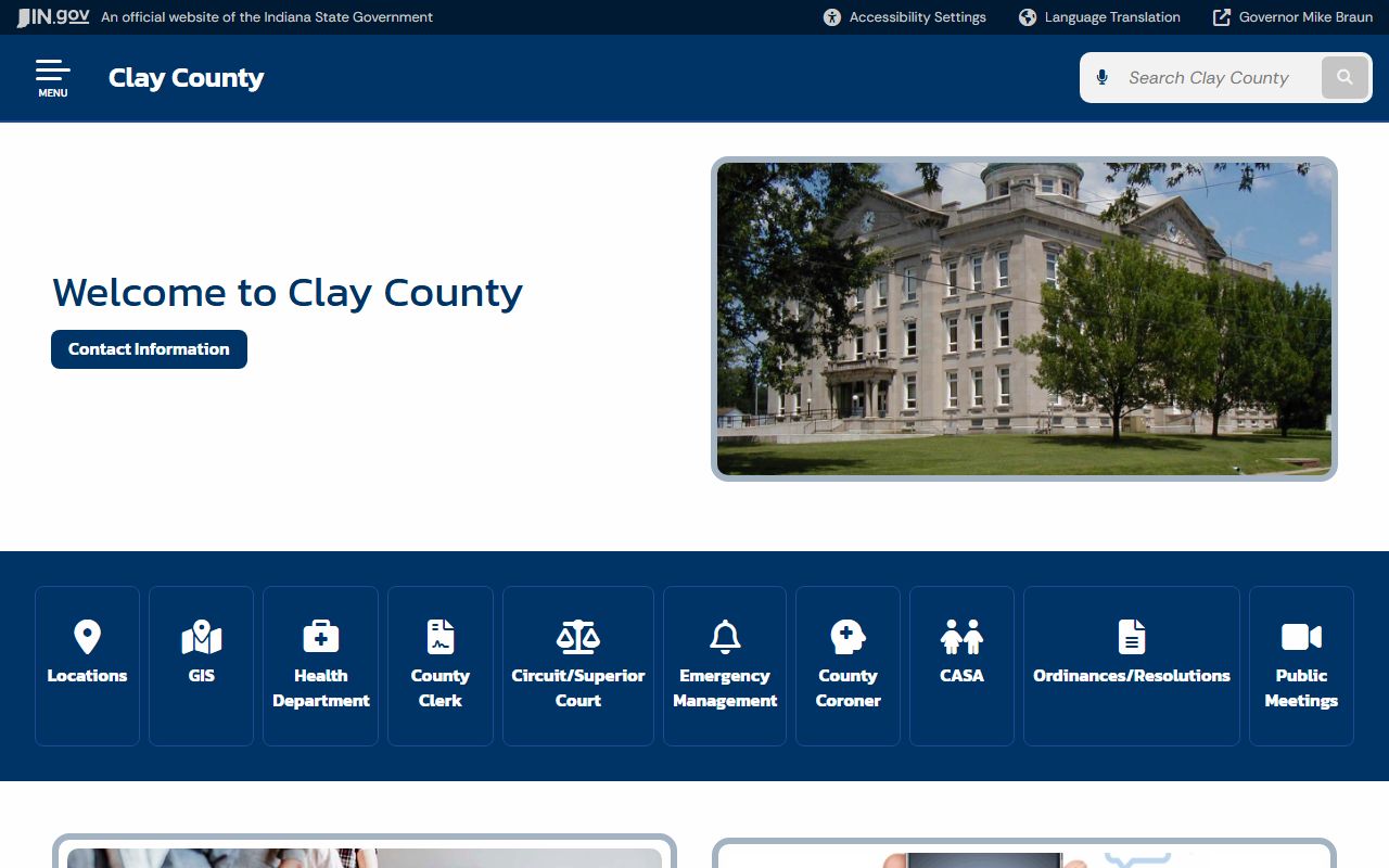 Clay County official website with links to criminal court records resources