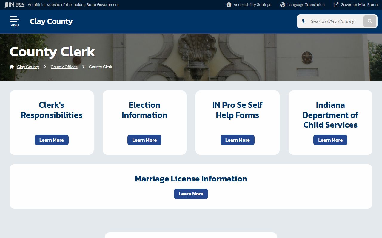 Clay County Clerk of Courts office page for criminal court records