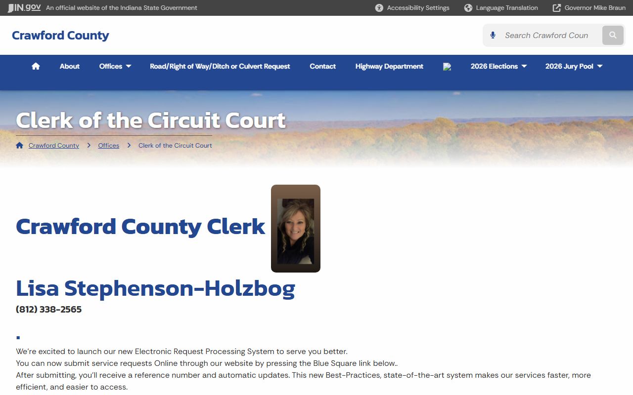 Crawford County Clerk of the Circuit Court page for criminal court records