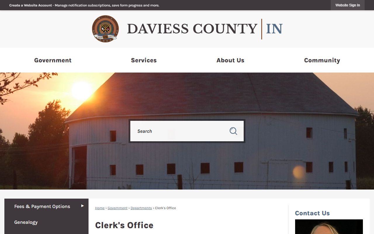 Daviess County Clerk's Office page for criminal court records