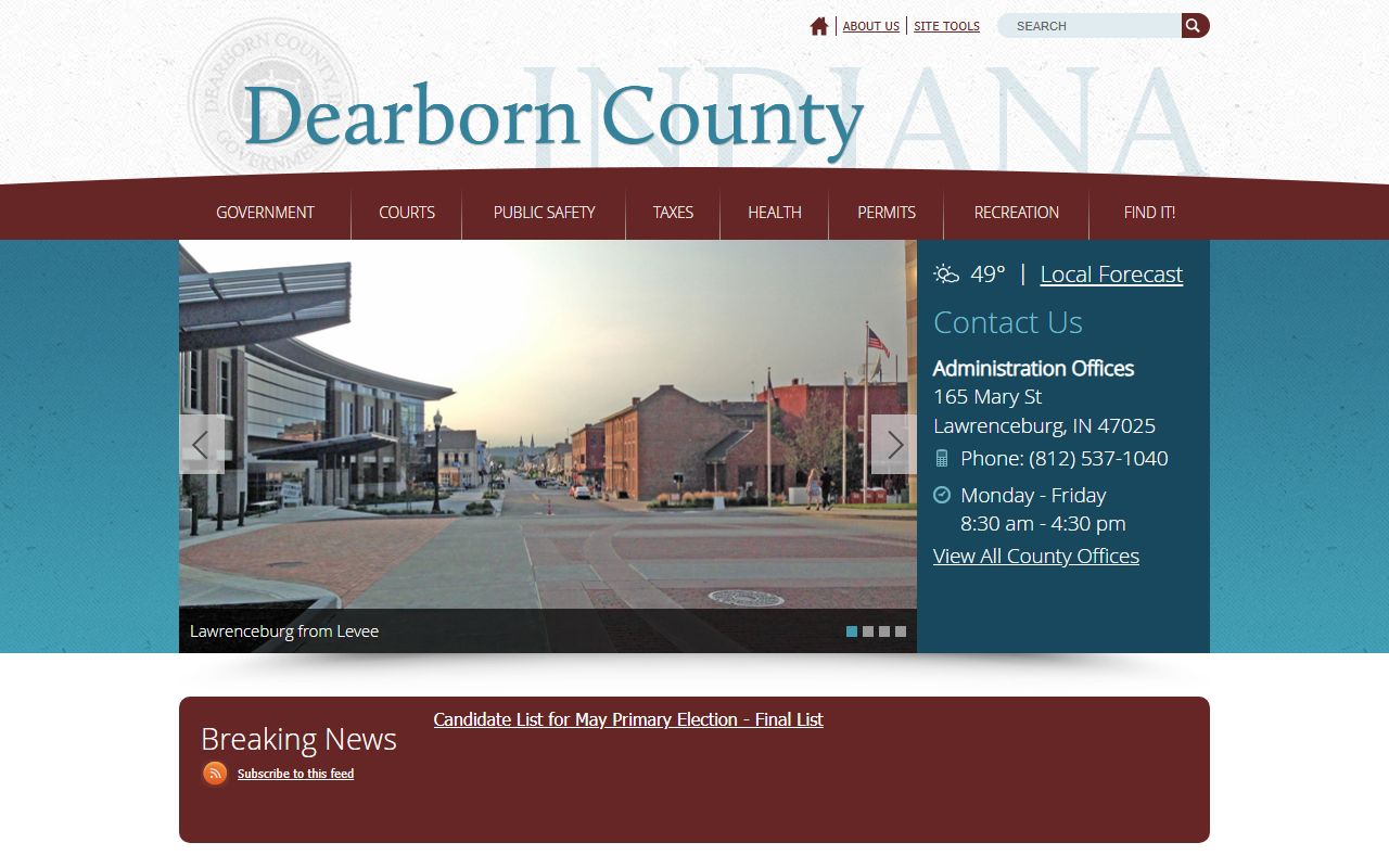 Dearborn County official website with criminal court records resources