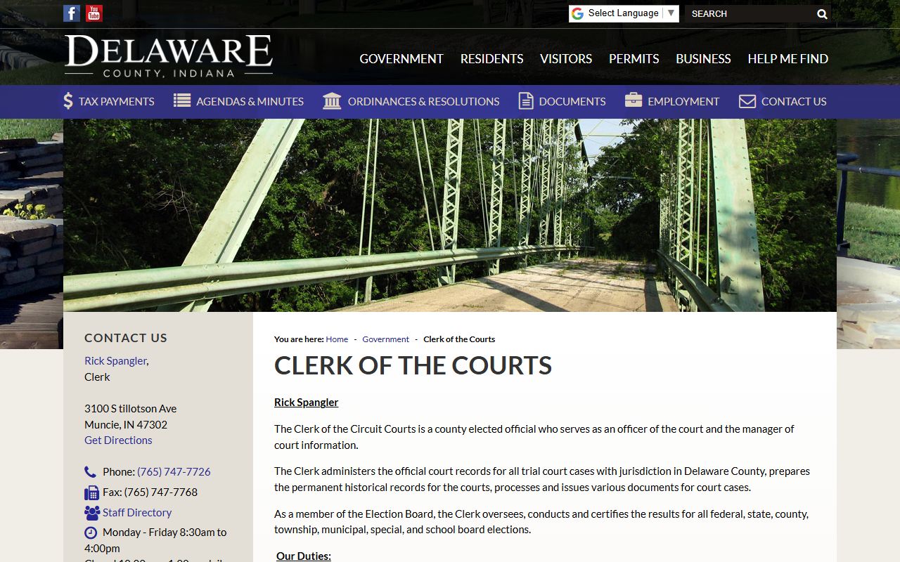 Delaware County Clerk website for criminal court records