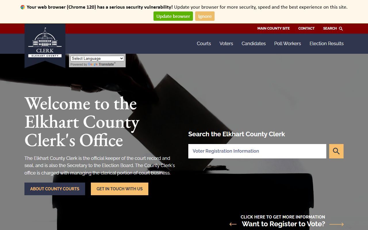 Elkhart County Clerk website for criminal court records