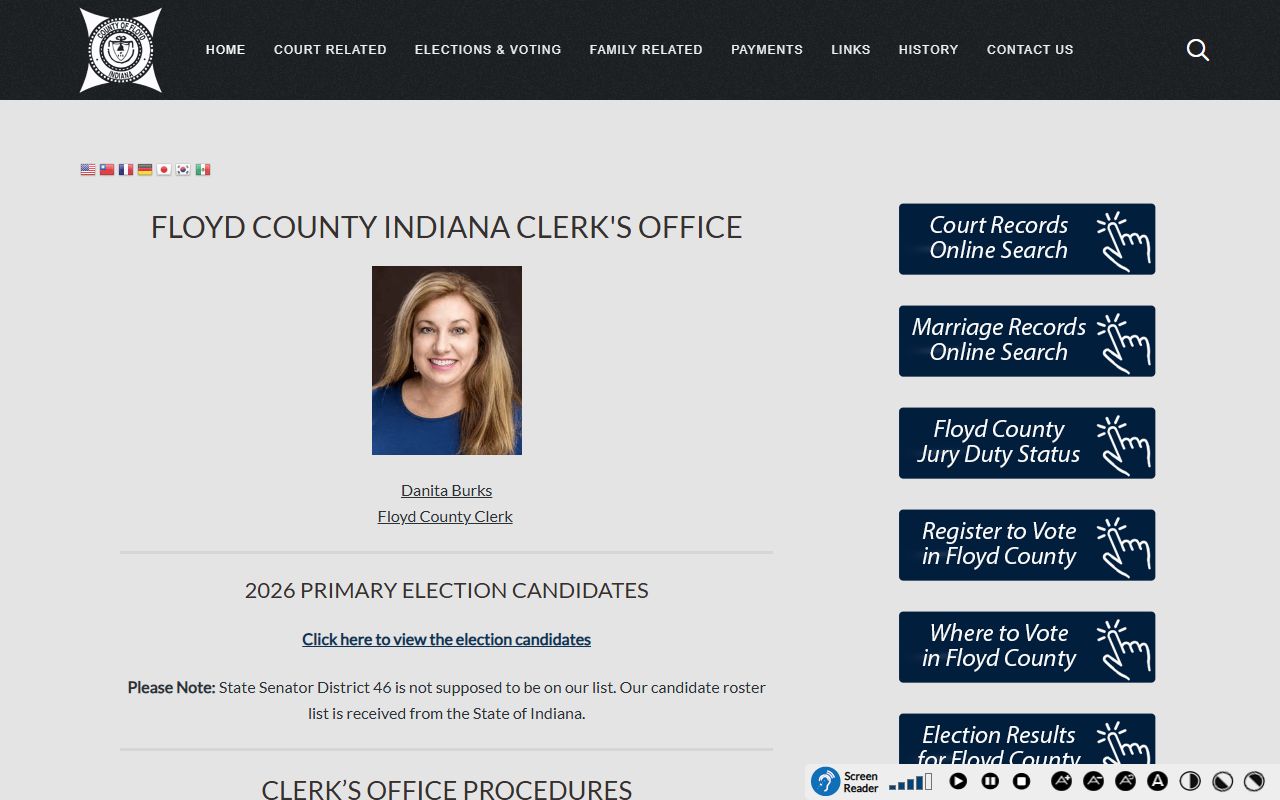 Floyd County Clerk website for criminal court records services