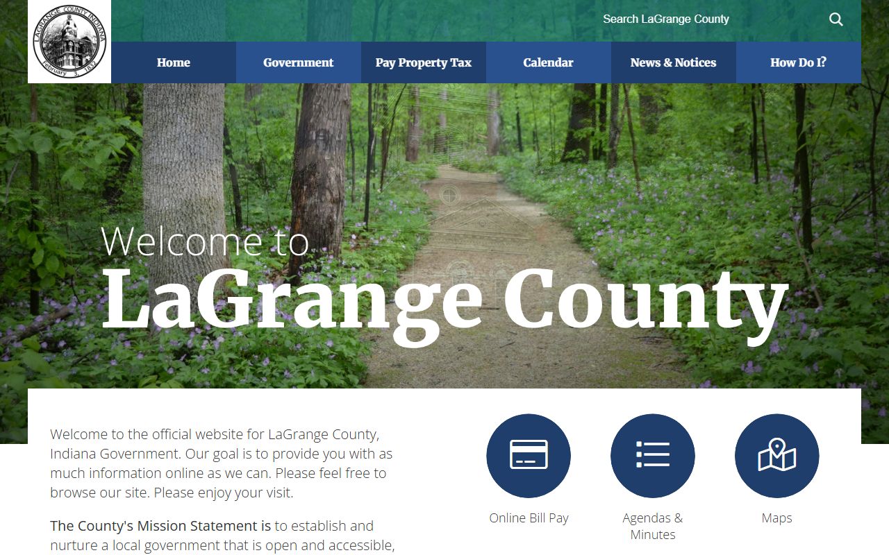 LaGrange County government website with criminal court records information