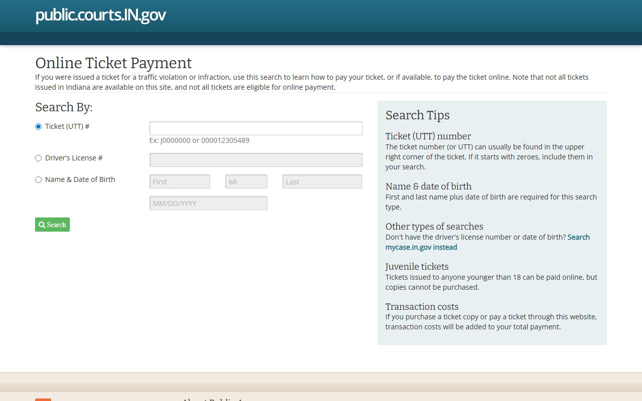 Online payment portal for Marshall County criminal court records