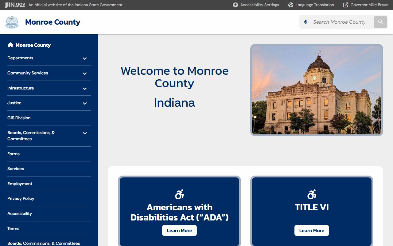 Monroe County government page with criminal court records links