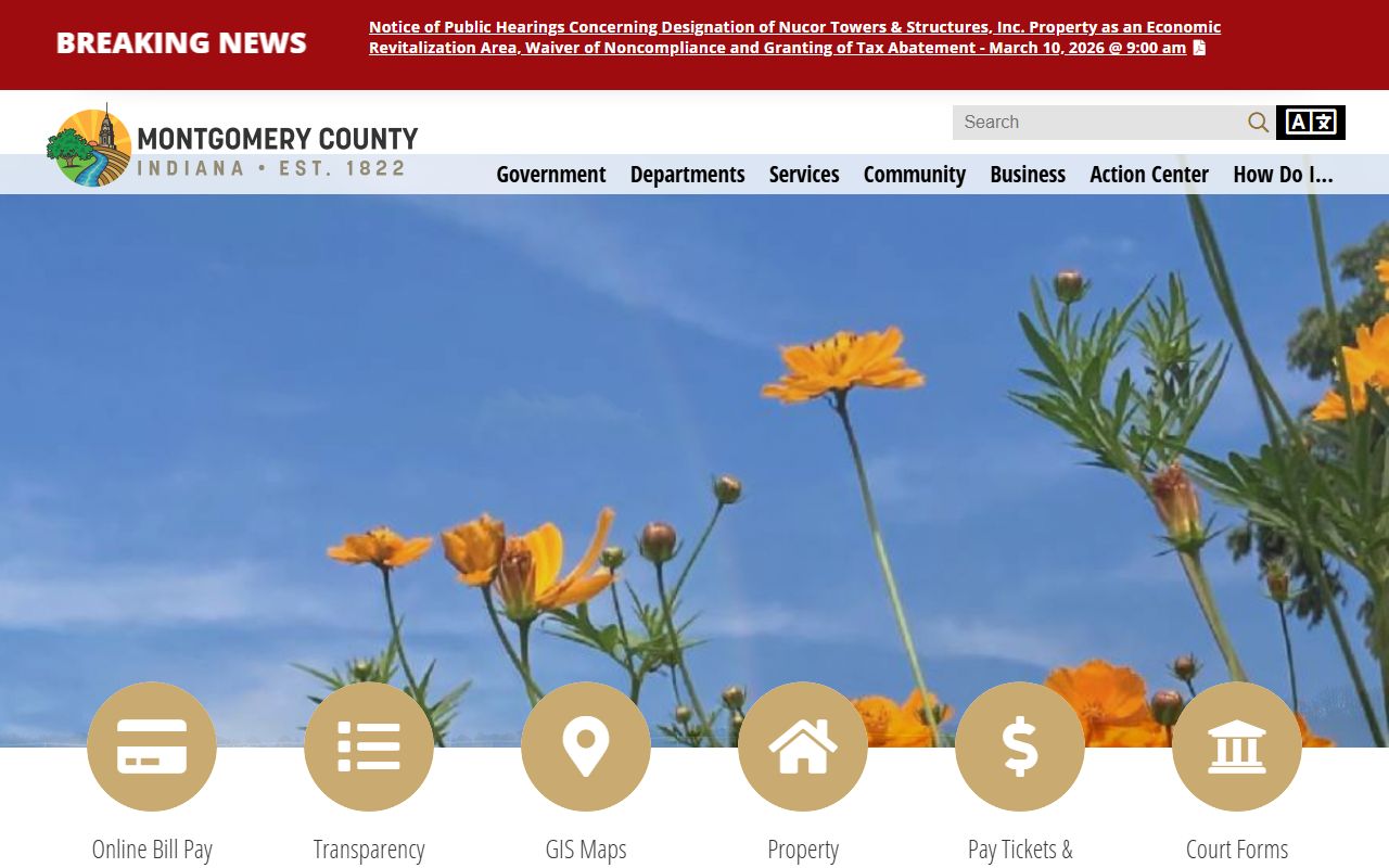 Montgomery County government page with criminal court records information