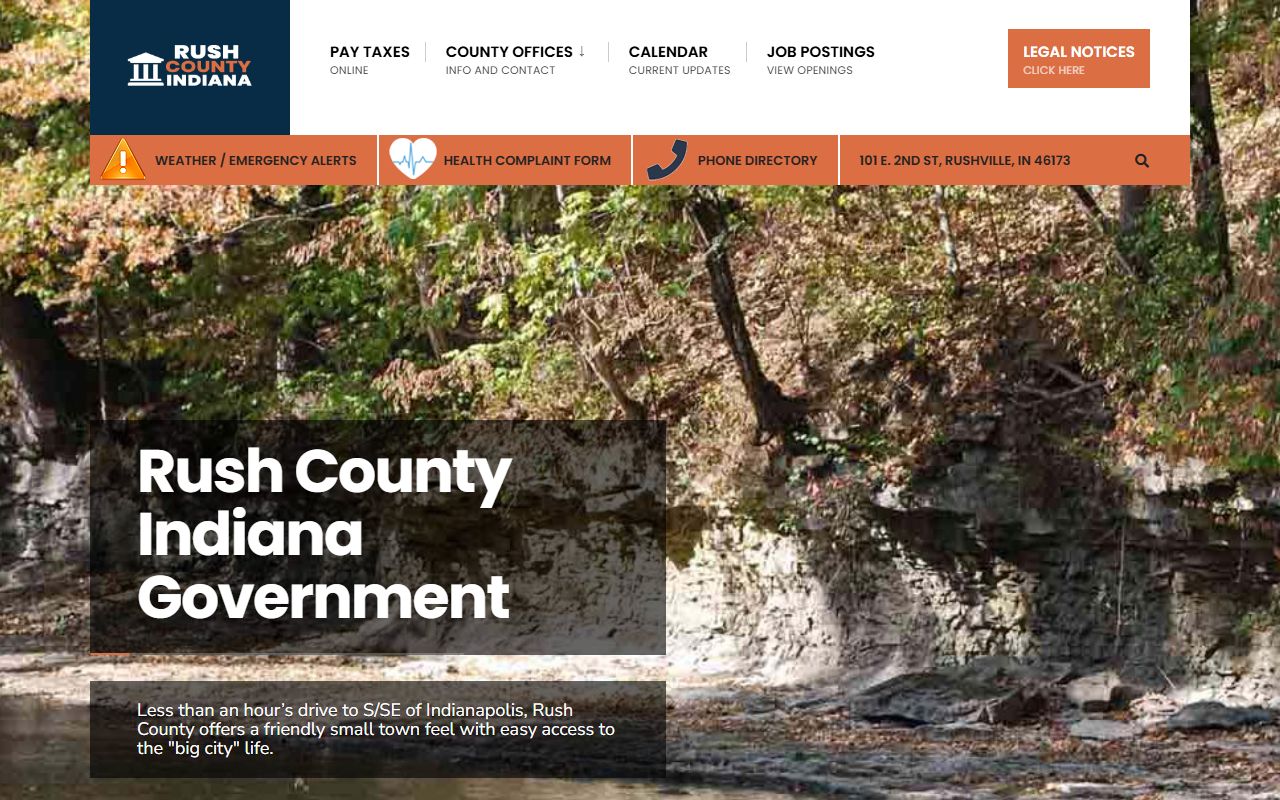 Rush County government website listing criminal court records services